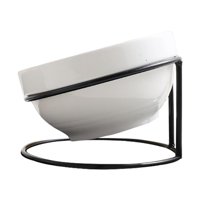 Ioensy - 1 Juego De Estante Inclinable Para Cuencos Para Mascotas Con Cuenco De Cerámica Protector Para La Cocina Del Hogar Negro