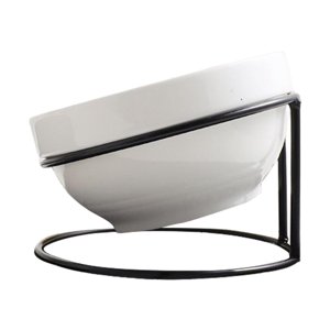 Ioensy - 1 Juego De Estante Inclinable Para Cuencos Para Mascotas Con Cuenco De Cerámica Protector Para La Cocina Del Hogar Negro
