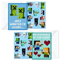 Tarjetas De San Valentín Hallmark Minecraft Kids Con Pegatinas