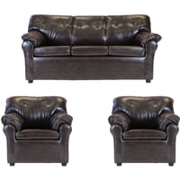 Muebles América - Living América 311 Cuero Sintético Café Moro