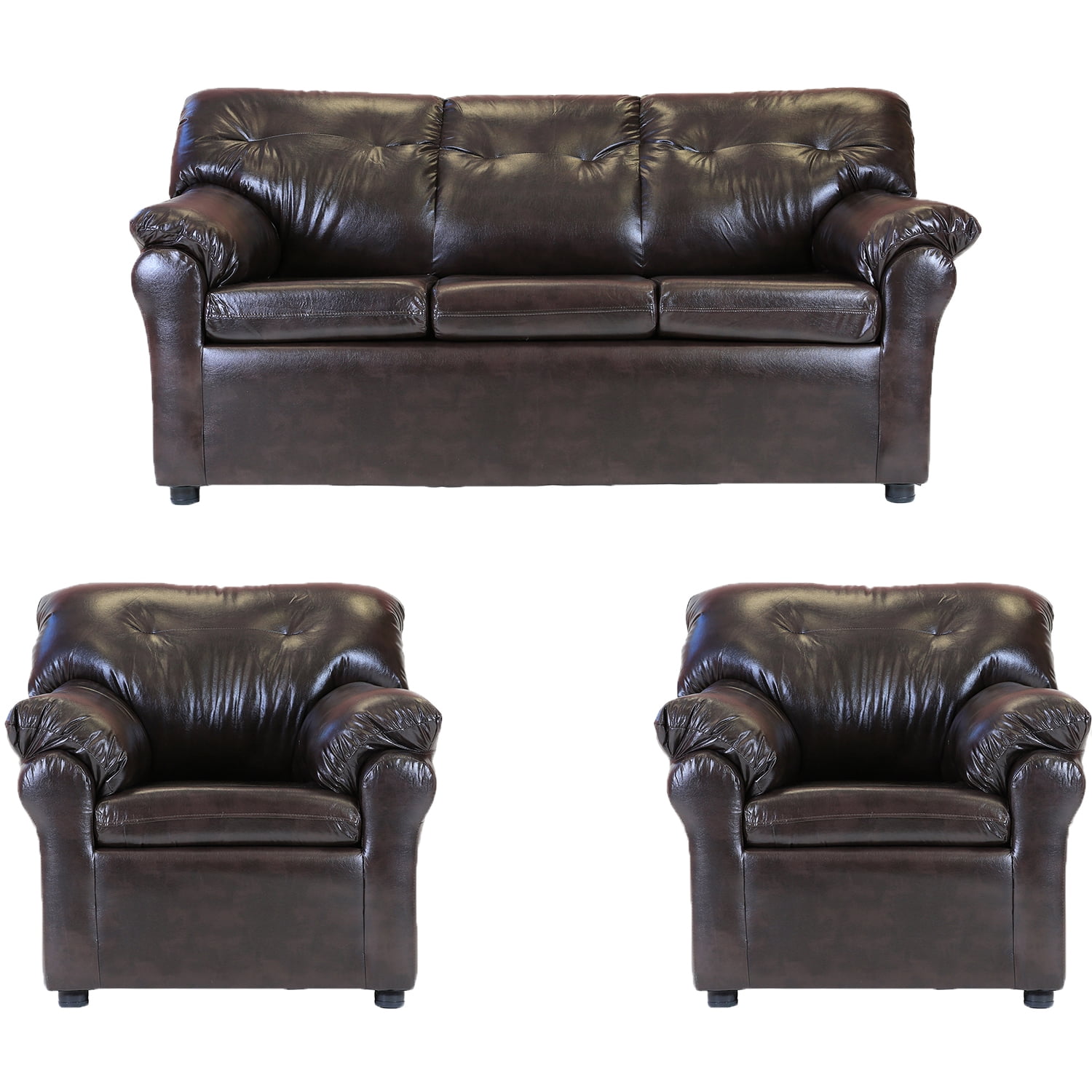 Muebles América - Living América 311 Cuero Sintético Café Moro