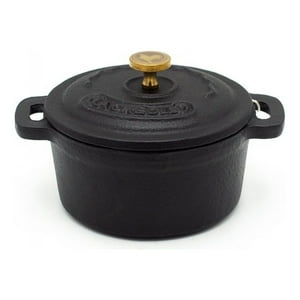 La Créole - Set De 3 Mini Cocotte 10 Cms La Creole. Ø-0,20 Black Matte + Stand De Madera