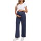 thumbnail image 2 of INSPIRE CHIC Pantalones de Trabajo de Maternidad Sobre el Vientre Pantalones de Embarazo - Alta Elasticidad, Pierna Ancha Suelta, Casual de Negocios M Azul Profundo, 2 of 6