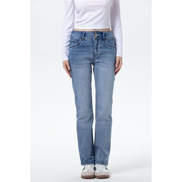 Jeans Mujer Flo Calce Recto Azul