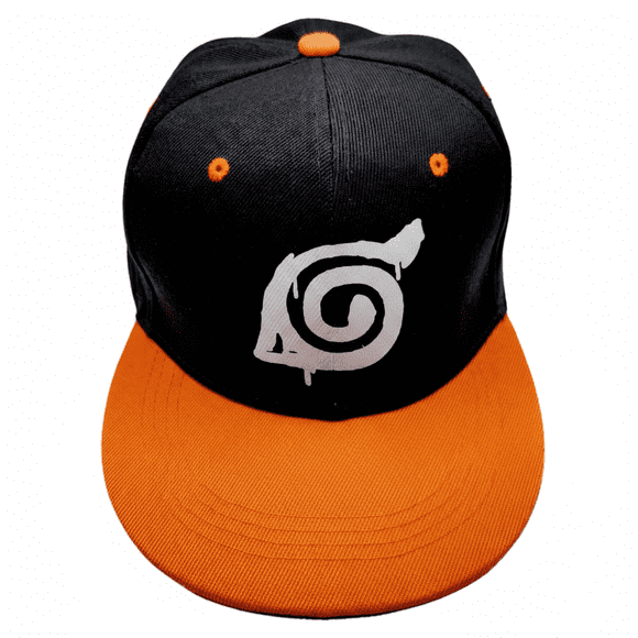 Gorra Snapback Bicolor Negra y Naranja - Símbolo Konoha