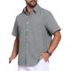 thumbnail image 4 of INSPIRE CHIC Camisas de Hombre de Regreso a Clases de Lino Liso con Bolsillo en el Pecho y Manga Corta con Cuello de Color Contrastante S Gris, 4 of 5