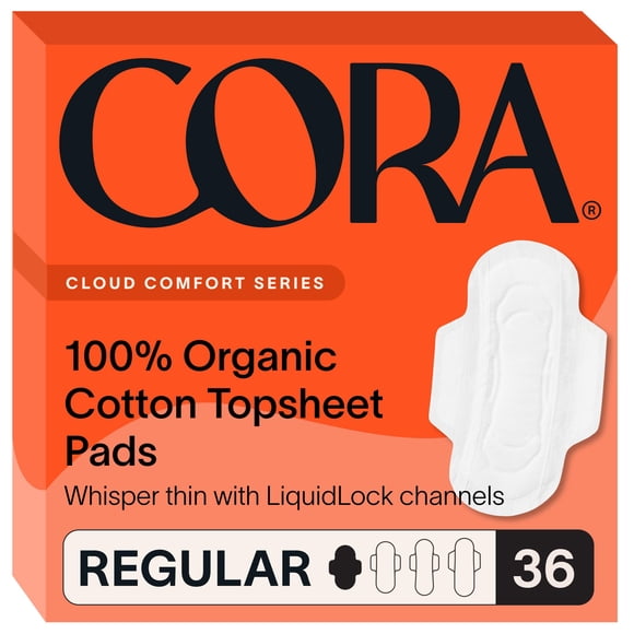Almohadillas sanitarias Cora 100% algodón orgánico ultrafinas regulares