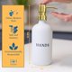 thumbnail image 3 of Set dispensador de jabón RM Home, vidrio blanco, 500 ml, con bandeja dorada, 3 of 6