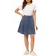thumbnail image 2 of INSPIRE CHIC Falda de Mujer Regreso a Clases Cintura Alta Línea A Acampanada Casual Falda de Mezclilla Azul Claro 2XL, 2 of 7