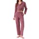 thumbnail image 2 of INSPIRE CHIC Pijamas de Algodón para Mujer, Conjunto de Dos Piezas de Ropa de Dormir con Bolsillos, Camisa de Manga Larga con Botones y Cuello con Muesca y Pantalones XS Rosa Empolvado, 2 of 6