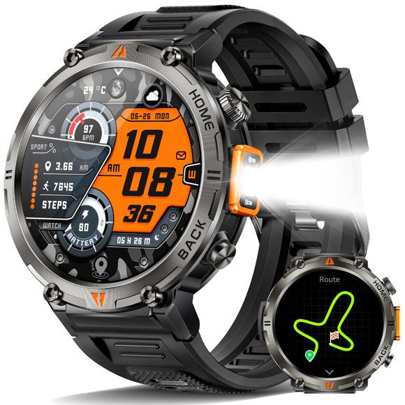 Reloj inteligente Foxhawk Military de 1,45" con GPS e impermeabilidad 3ATM