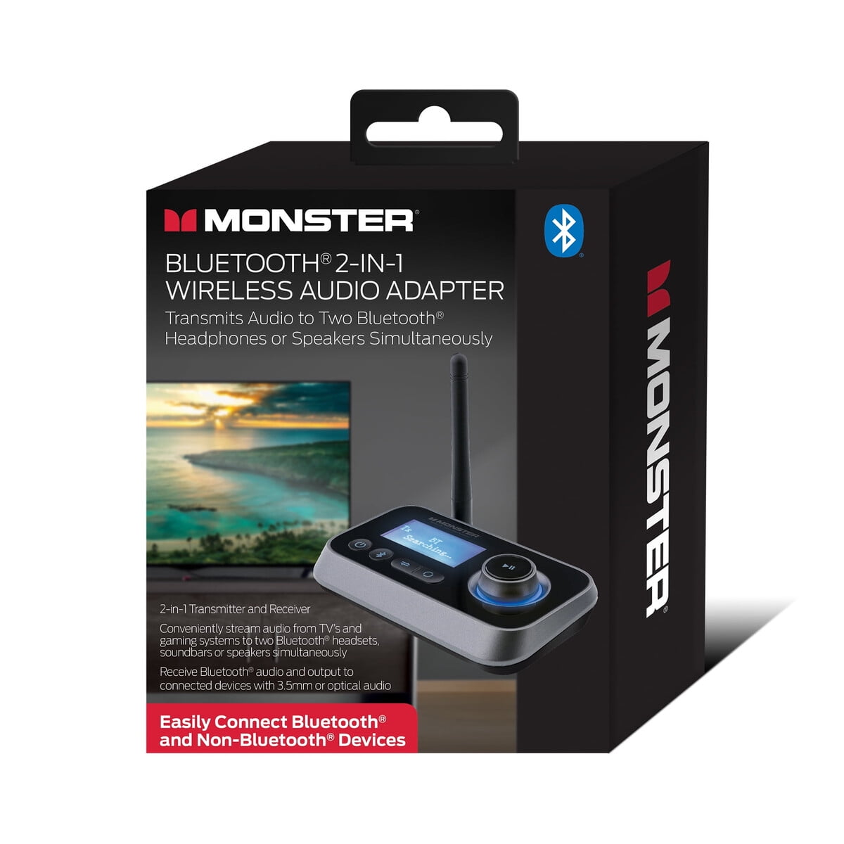 Transmisor Receptor Bluetooth 2en1 Monster Tv 3.5mm Óptico