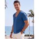 thumbnail image 4 of Camiseta de Hombre INSPIRE CHIC Cuello en U Manga Corta con Bolsillo en el Pecho Casual XL Azul, 4 of 5