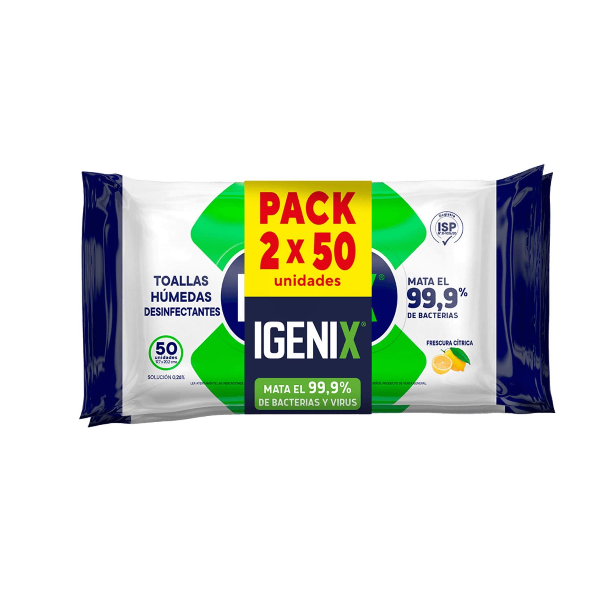 Pack Toallas Húmedas Desinfectantes 100 Un Igenix
