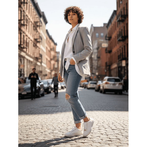 Zapatilla Casual Detalles Dorados Extra Acolchada Blanco