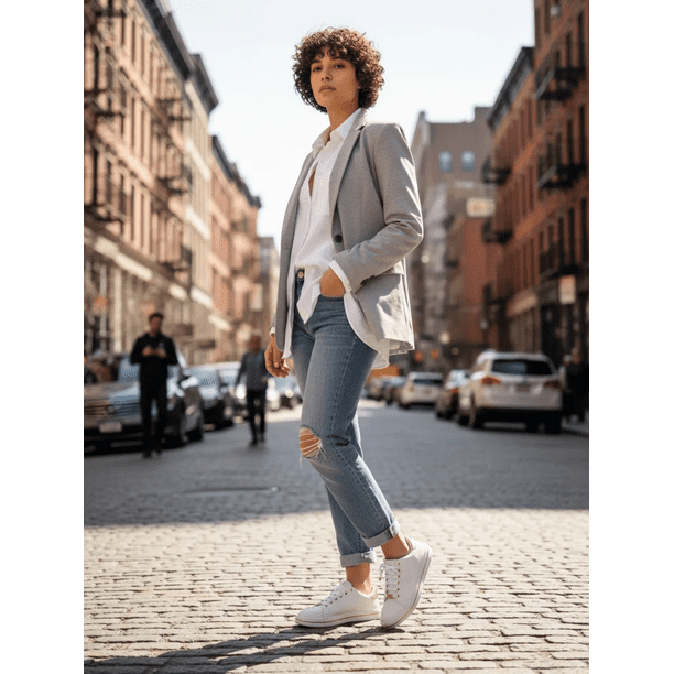 Zapatilla Casual Detalles Dorados Extra Acolchada Blanco
