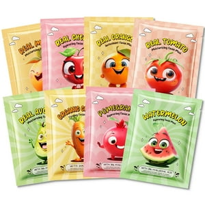 Set De Mascarillas Faciales Kaely Fruit Para Niños, Paquete De 8