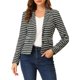 thumbnail image 1 of INSPIRE CHIC Blazer de Mujer con Solapa Muesca, Mangas Largas, Botones, Rayas, Talla L, Gris Blanco, 1 of 7