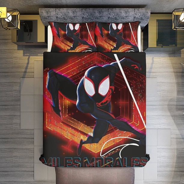 Spider-Man 3 Piece Sets Full/Queen Size - Reversible Microfiber Quilts with 2 Shams Soft Lightweight Bedspread Coverlet Comforter for All Season Bed Sheets