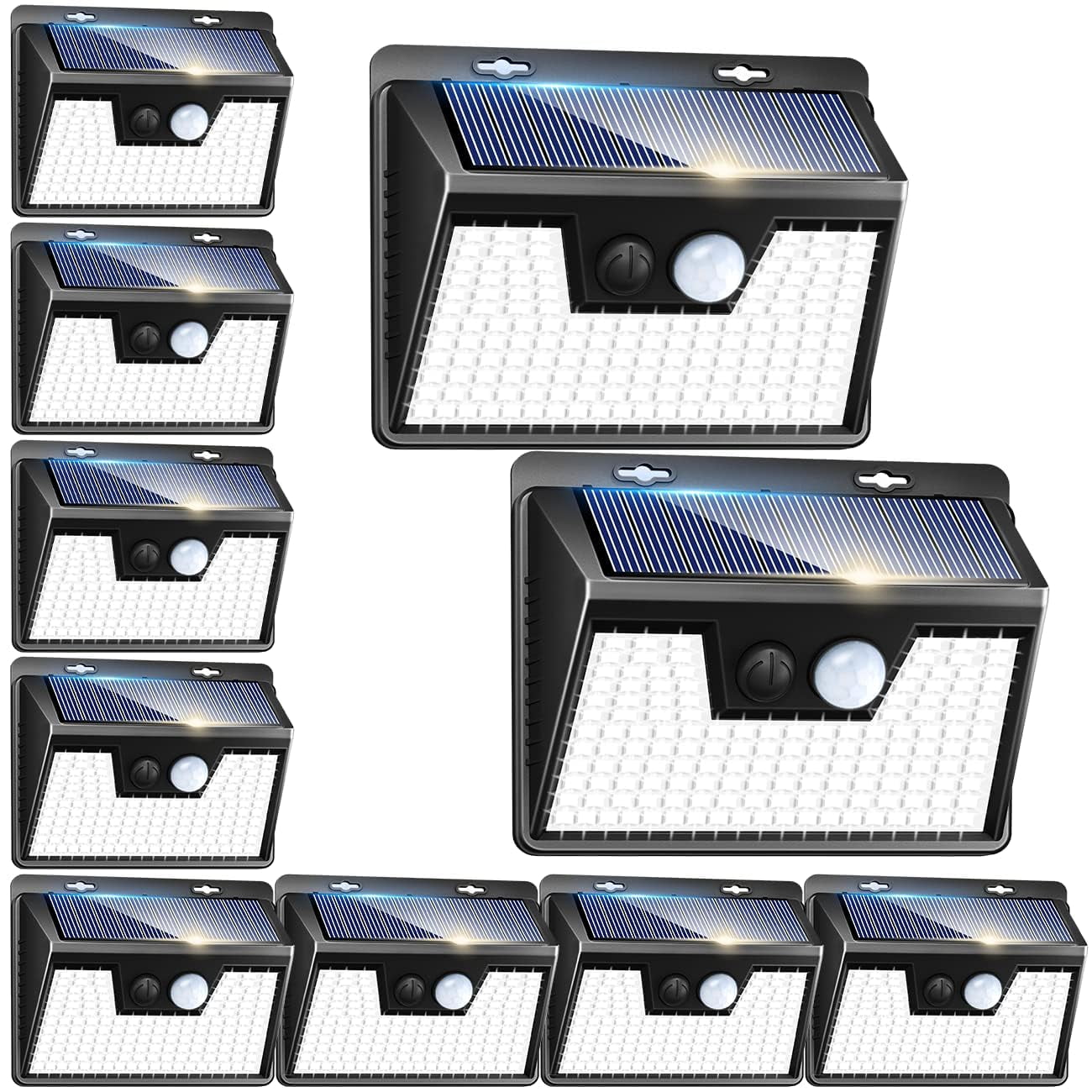 Paquete De 10 Luces Solares Peasur Outdoor, 140 Led Con Sensor De Movimiento