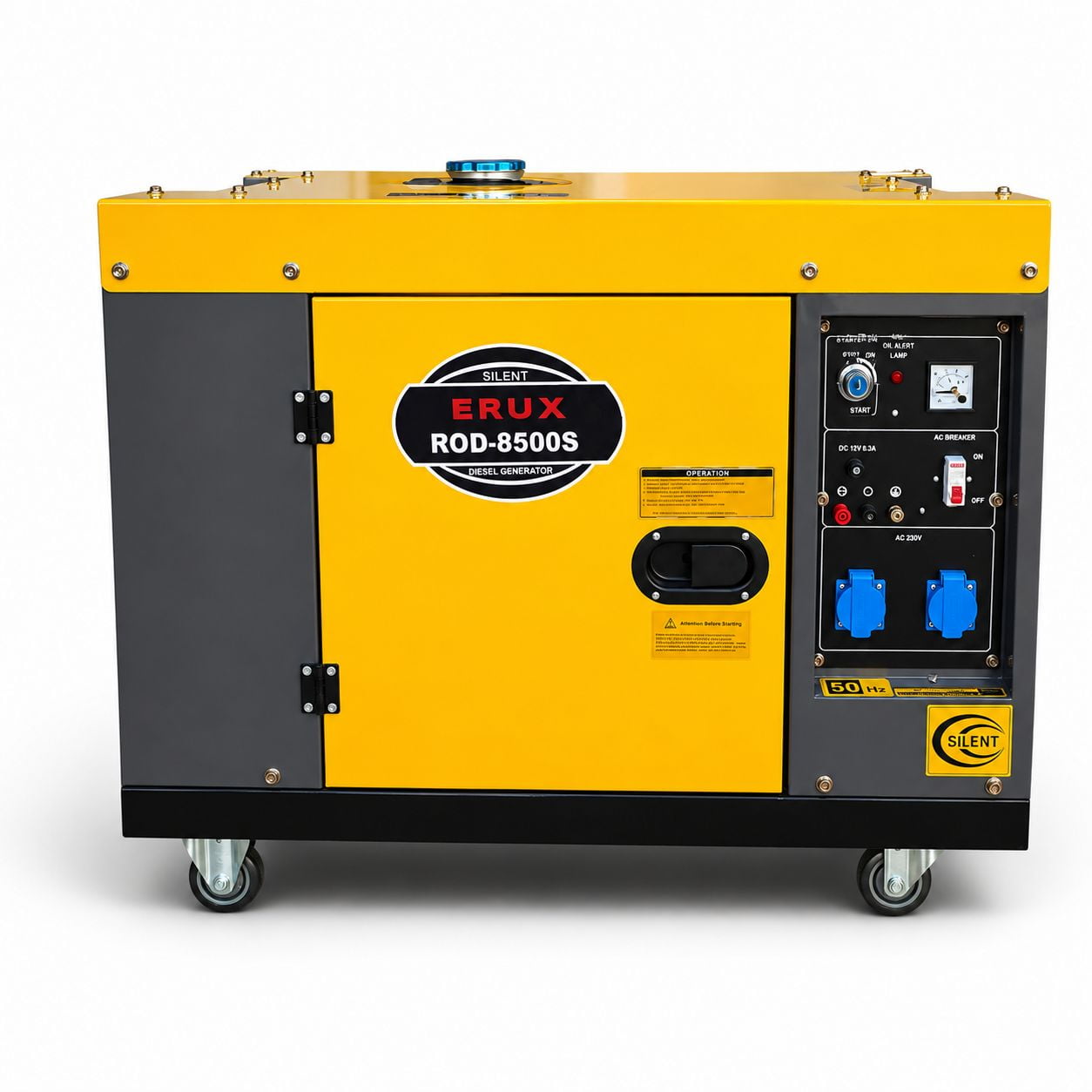 Generador Diésel Insonorizado | Amarillo Erux 8500w Monofásico | Encendido Con Llave
