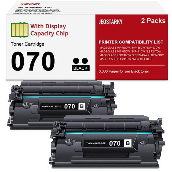 Cartucho de tóner Jeostarky compatible para Canon 070 Black x2