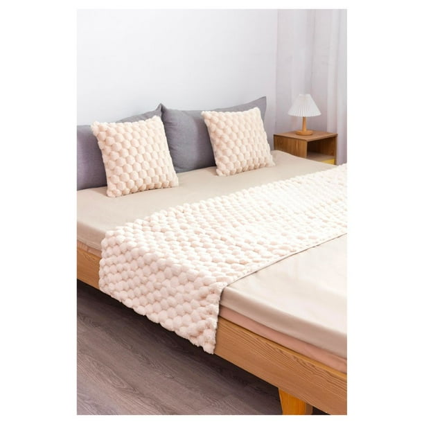 Piecera Peluda con Fundas de Cojín 1.5/2 Plazas - Beige