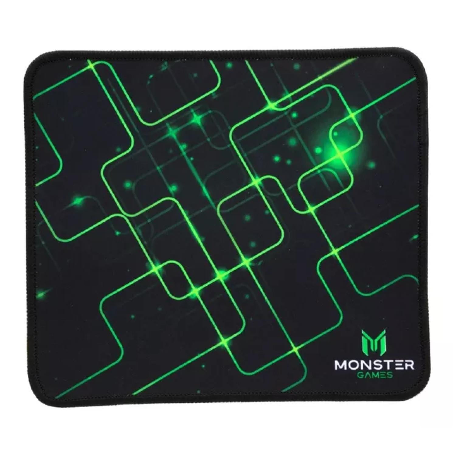 Monster Games - Mousepad Gamer 23x20cm Negro Verde Start