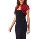 thumbnail image 4 of INSPIRE CHIC Bolero de Encaje para Mujer con Cuello Alto, Botón, Manga Corta, Cubierta de Hombro S Rojo Oscuro, 4 of 6