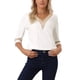 thumbnail image 1 of INSPIRE CHIC Estilo Blusas de Mujer Mangas 3/4 Cuello en V Casual Color Contrastante con Encaje Talla XL Blanco, 1 of 5