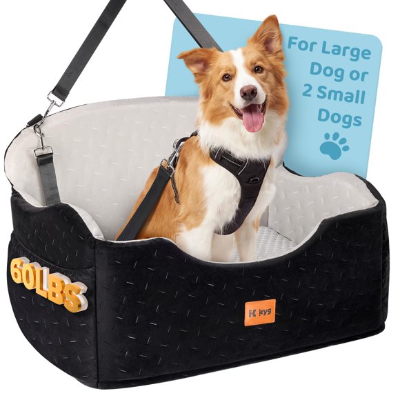 Asiento para coche de perro KYG 74 cm, hasta 25 kg, para 2 perros