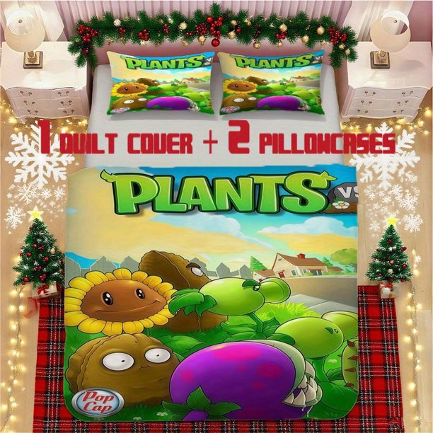 Plants Vs. Zombies Themed Soft Printed Bedding Set Polyester Fabric Decorative & Warm