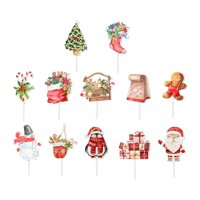 Magideal - Adornos Navideños Para Cupcakes, Banderas Para Decoración De Cupcakes, No Fáciles De Deformar, Suministros Reutilizables Para Decoración De Pasteles P A