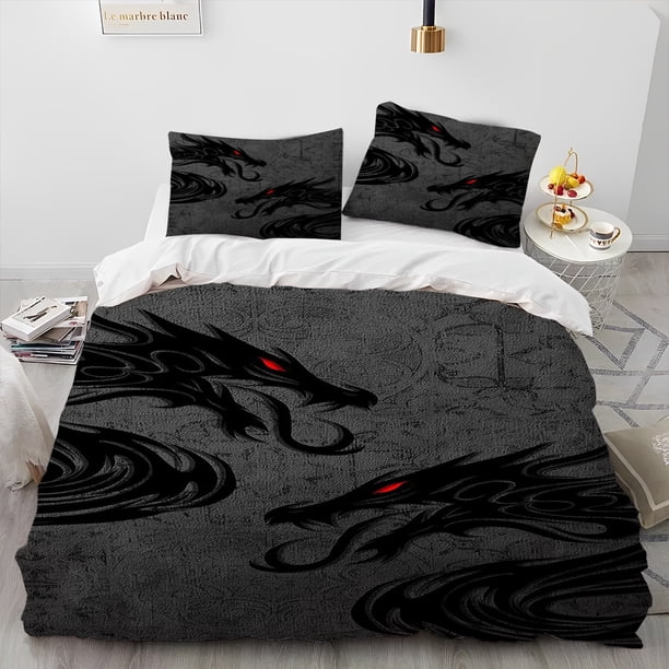 v2117 Bed Sheets Dragon Cartoon Comforter Bedding Set,Duvet Cover Bed Set Quilt Cover Pillowcase,King Queen Size Bedding Set for Adult Child 3-Piece Bedding Set (1 Duvet Cover + 2 Pillow Shams) Bed Sh