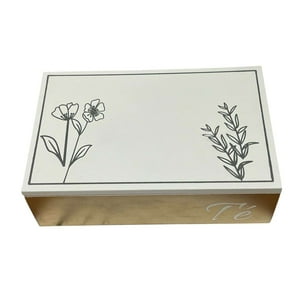 Oem - Caja De Té Mediana De Madera 6 Espacios Con Diseños Gold