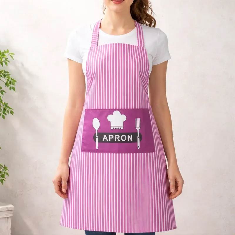 Genérico - Delantal De Cocina Pechera Impermeable A Rayas Con Bolsillo 70cm