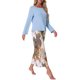 thumbnail image 4 of INSPIRE CHIC Conjunto de Pijama de Manga Larga para Mujer, Conjunto de Descanso Suave y Elástico con Top Sólido y Pantalones Capri Florales para Casa XL Azul, 4 of 6