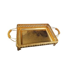 Magideal - Bandeja De Frutas, Soporte Para Pasteles, Bandeja De Postres Con Mango, Decoración Dorada, Soporte Para Aperitivos, Adorno Para El Hogar, Vacaciones,