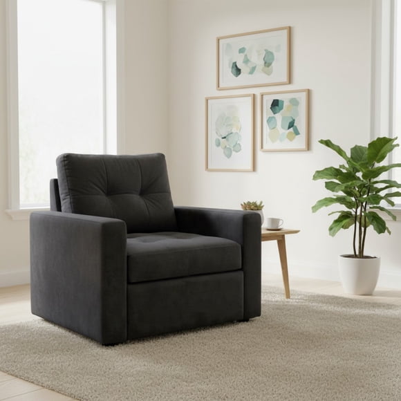 Sofa Cama Milán Un Cuerpo En Felpa Gris Oscuro