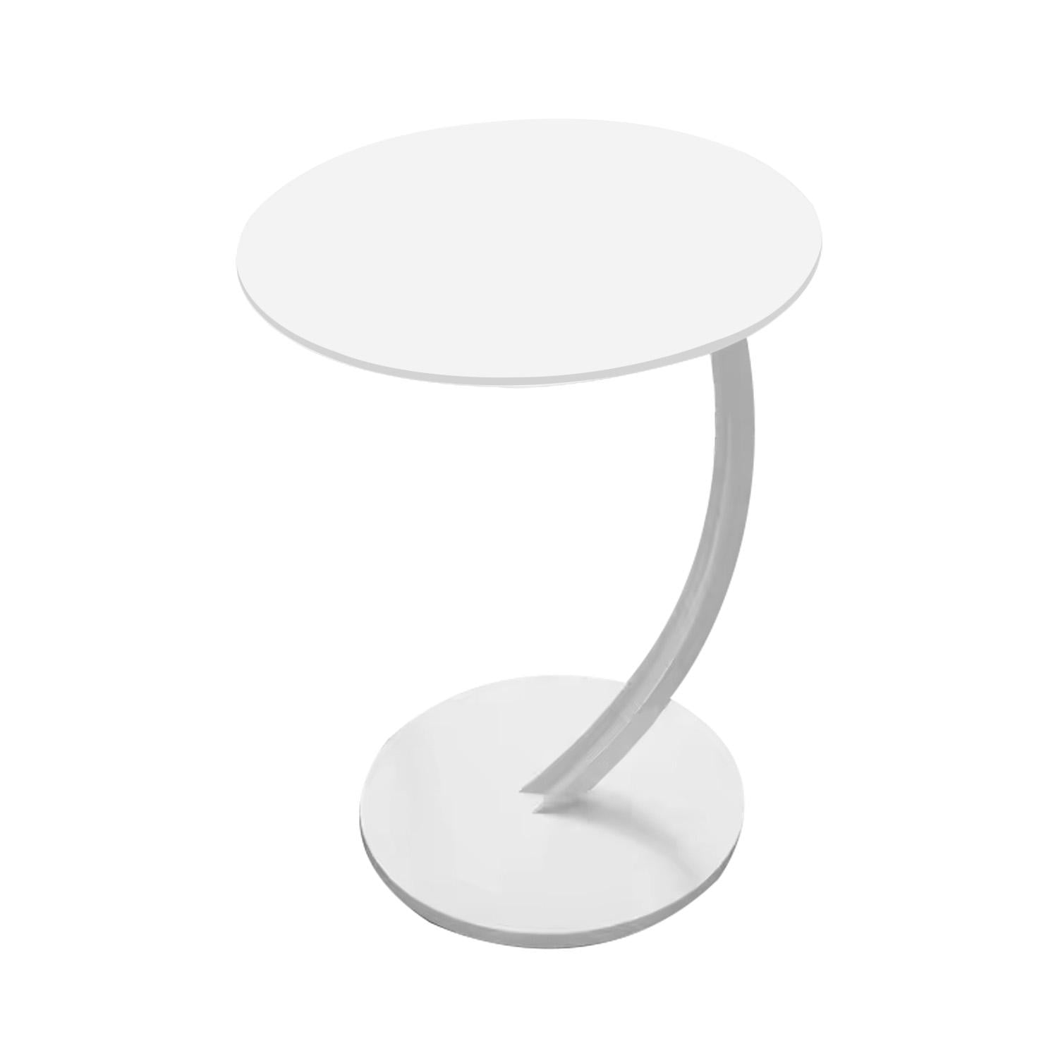 Global Latin Group - Mesa Lateral Con Diseño Curvo Para Sala Y Dormitorio Blanco 61