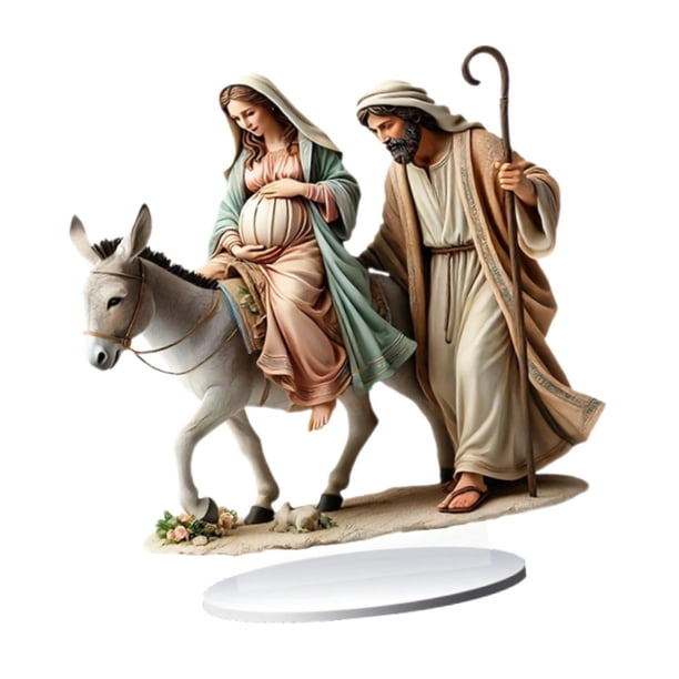 Decoración de la Natividad de Jesús, adorno acrílico plano 2D, colección de decoración del hogar, centro de mesa de Navidad, decoración navideña para