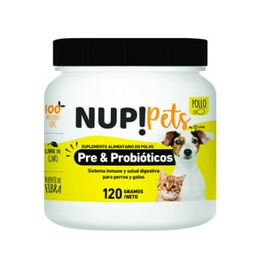 Nup!Pets - Suplemento Alimenticio Polvo Pre & Probióticos Perros/Gatos X120 Gr Pollo