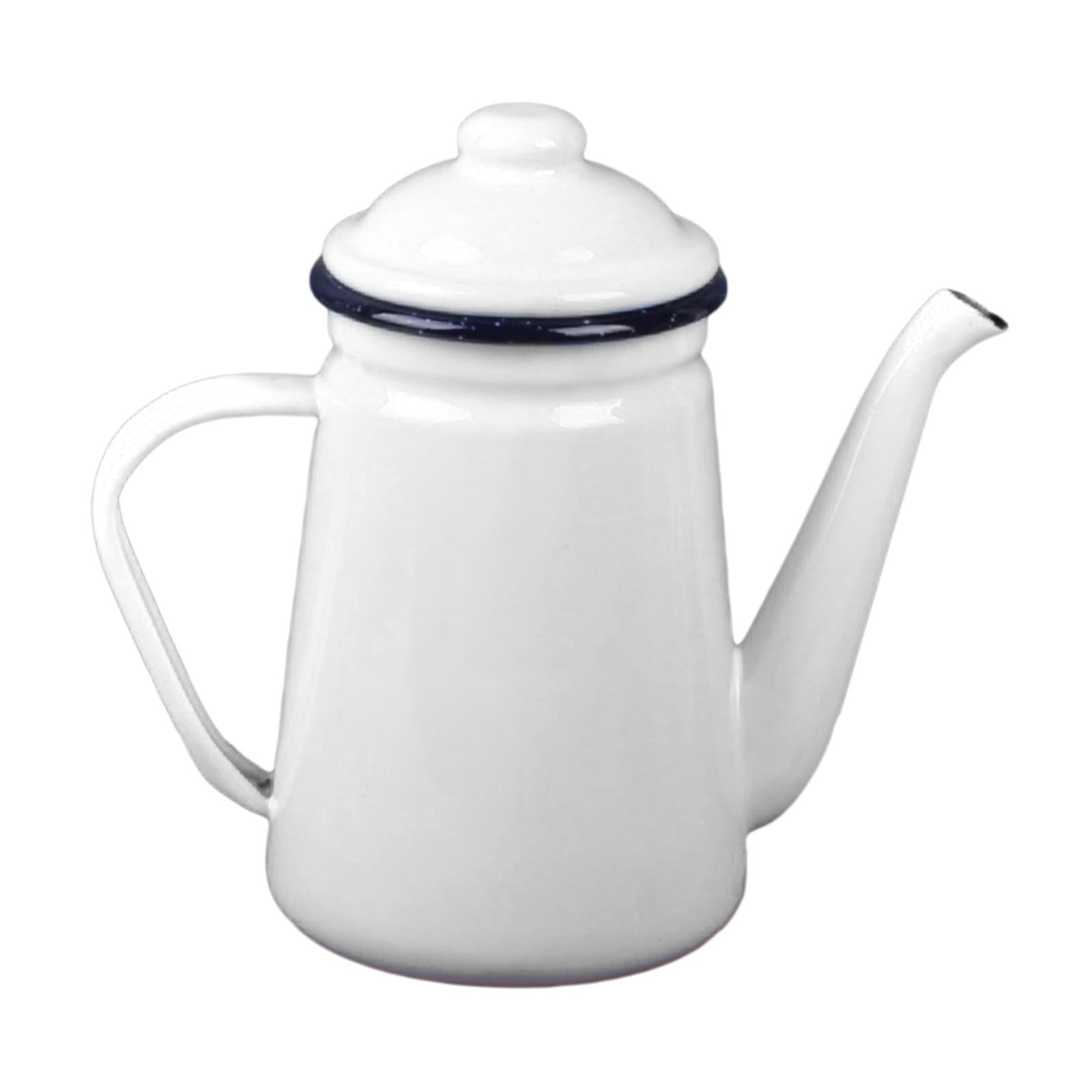 Magideal - Hervidor De Té Esmaltado Grueso Para Estufa, Calentador De Leche, Hervidor Eléctrico Vintage De 1,1 L, Hervidor De Café Para Cocina, Hogar Y Exterior. Blanco