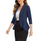 thumbnail image 4 of INSPIRE CHIC Chaqueta Blazer Clásica Abierta para Mujer con Cuello Drapeado y Mangas 3/4 Chaqueta con Volantes Exterior M Azul Marino, 4 of 5