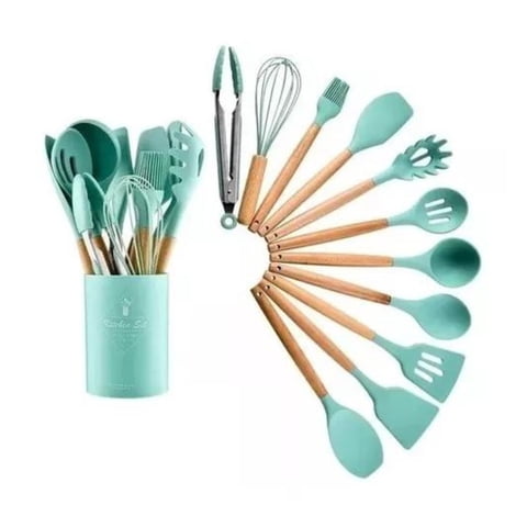Click Ventas - Set Cocina 12 Pcs Silicona Antiadherentes Gastronomicos Verde