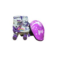 Genérico - Patin 4 Ruedas Con Luces Y Kit Talla M 35 38 Morado