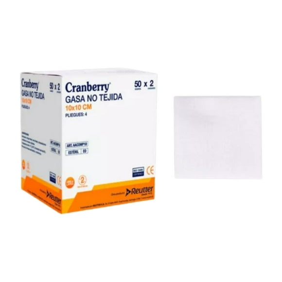 Gasa Estéril 10x10cm - Caja 50 Unidades - Cranberry blanco