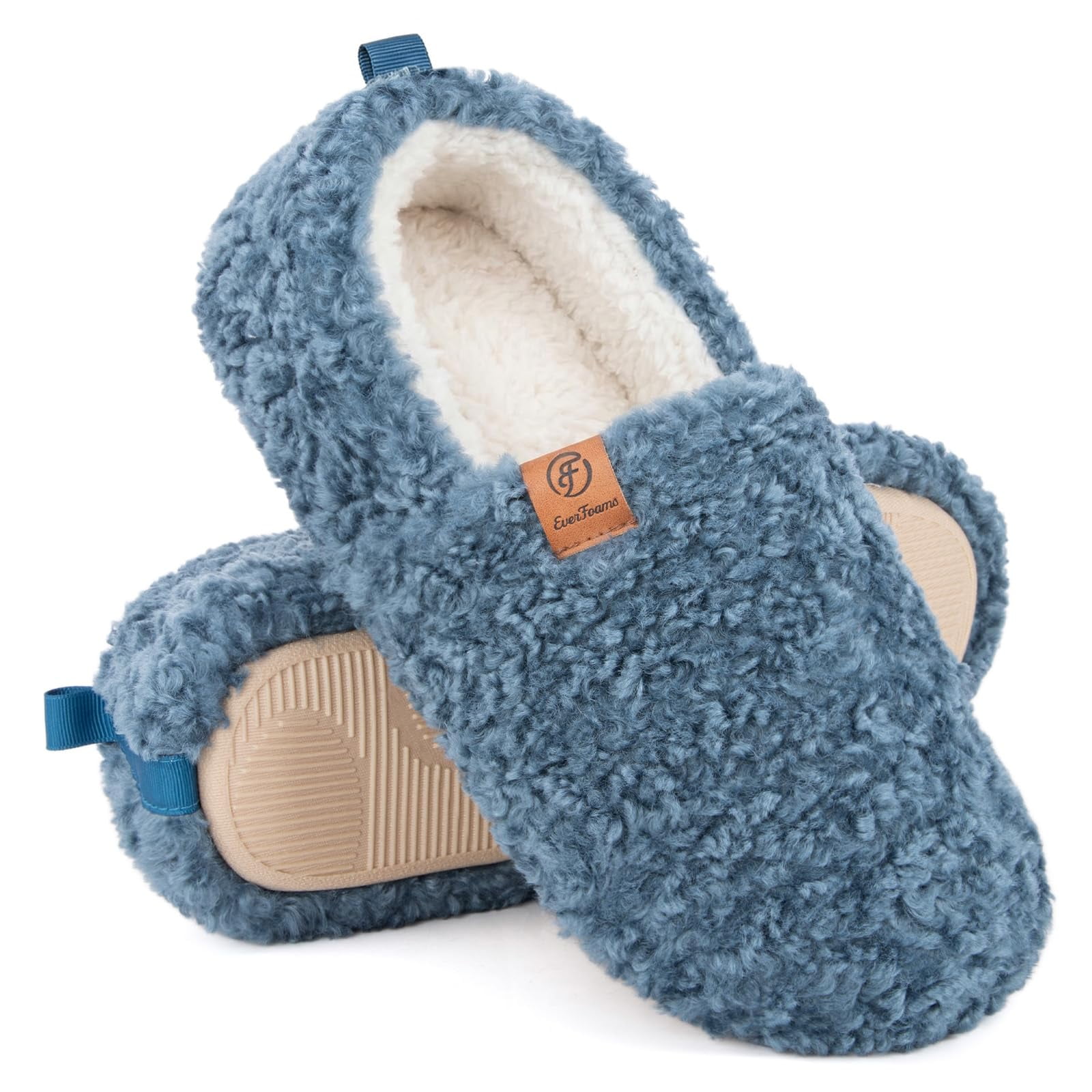 Zapatillas Everfoams Para Mujer, Suaves Y Rizadas, De Espuma Viscoelástica, Color Azul