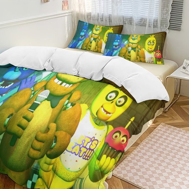 Five Nightat Freddy Quilt Set Thicken Soft 3 Pieces Bedding Set All Season Duvet Cove with 2 Pillowcases for Adult Women Girls Teens Home Room Decor