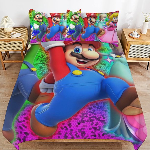 Super Mario Duvet Cover Set 3 Piece Bedding Set Double Sided Printing Decorative Comforter Cover Set